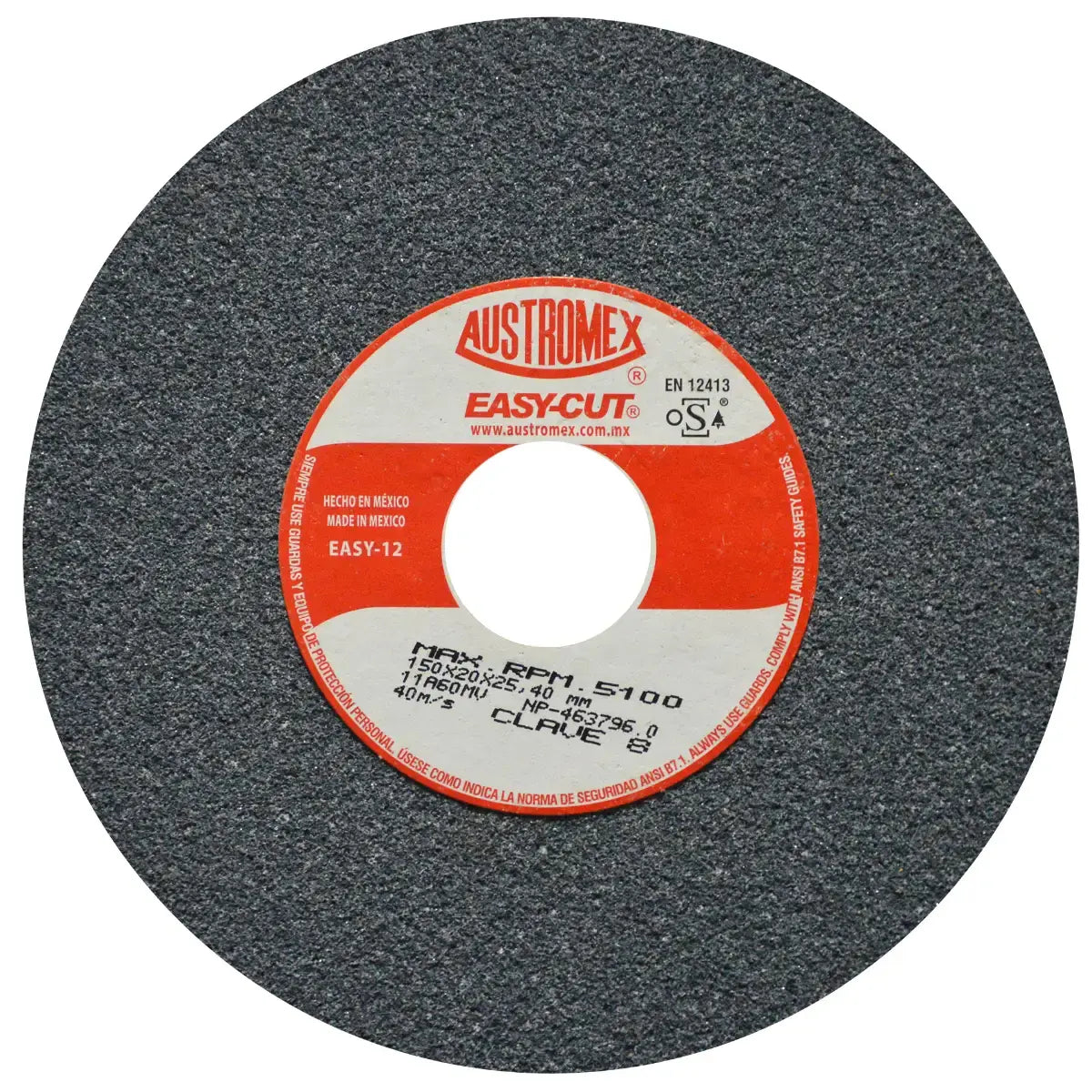 Piedra Abrasiva T-1 6"3/4"1"G60 Gris Medio Uso Gral-Metal-Esmerilar-Afilar-H.forj (Easy-Cut)