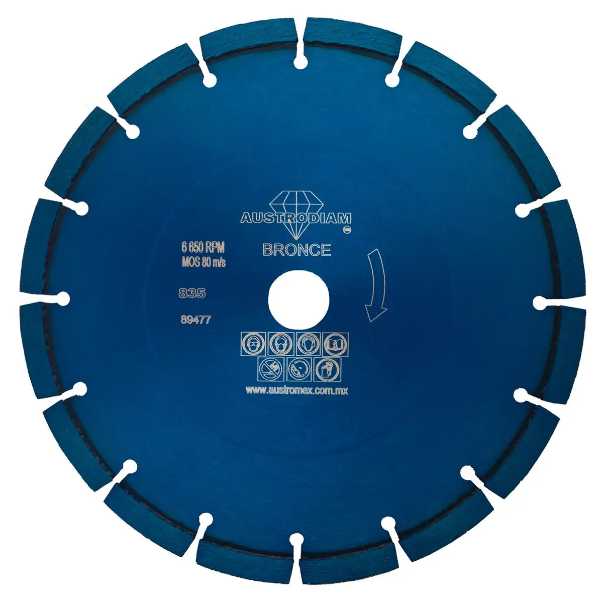 Disco De Diamante 9"X0.102"X7/8" Segmentado Usos Generales Azul Bronce