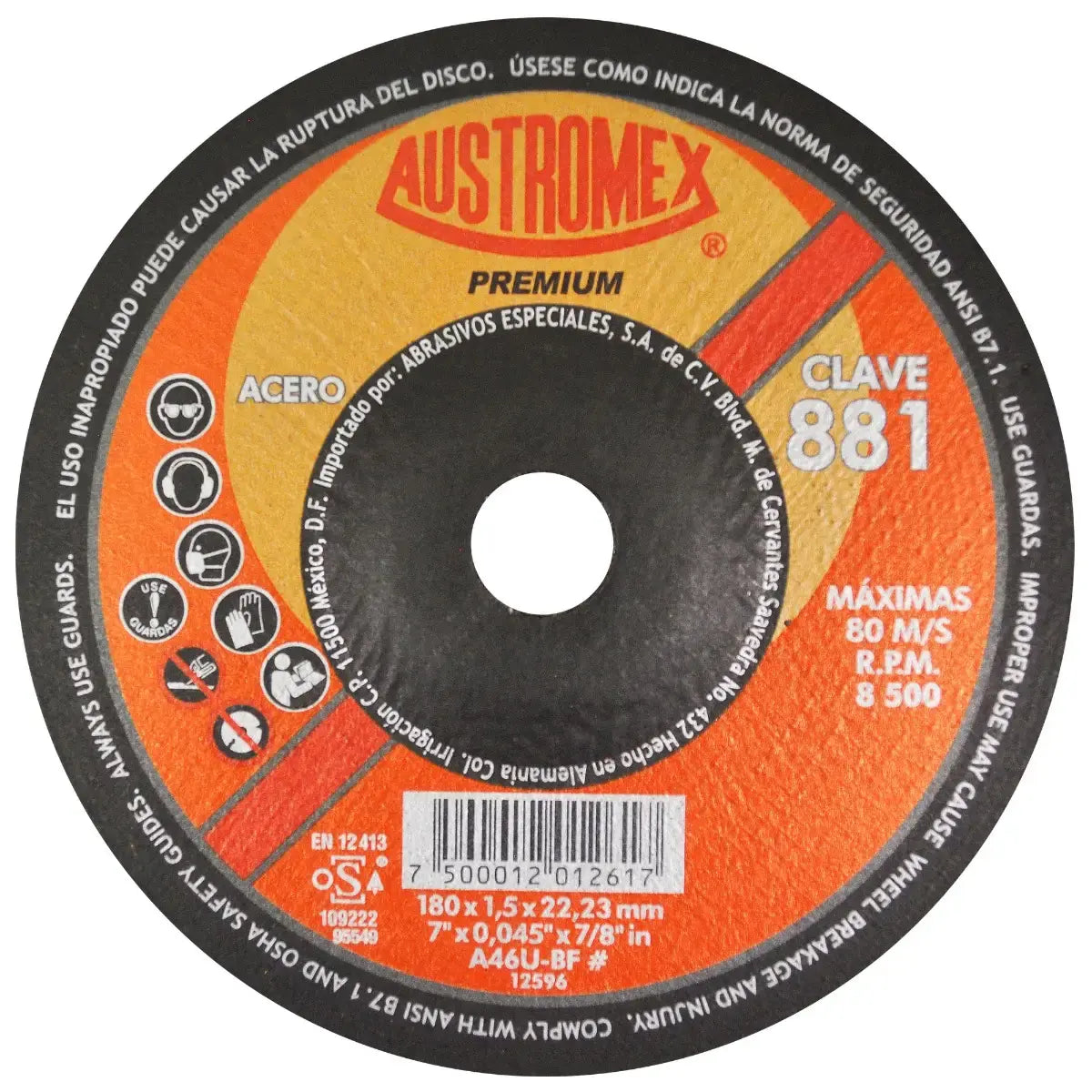 Disco T-27 7"X0.45"X7/8" Para Corte De Metal (Premium)