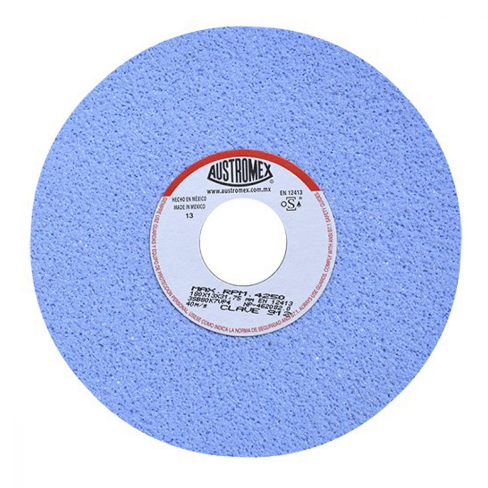 Piedra Abrasiva T-1 7"X1/2"X1.1/4" G80 Azul 3Sb Metal-Afilado-Rectificado-Templados