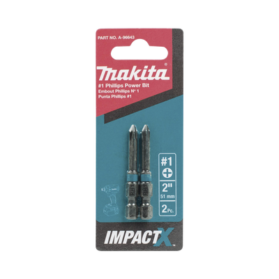 MAKITA - Punta phillips # 1 de 2” (51mm) impact-x punta ph1, blister con 2 piezas.