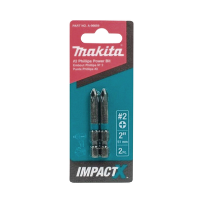 MAKITA - Punta phillips # 2 de 2” (51mm) impact-x punta ph2, blister con 2 piezas.