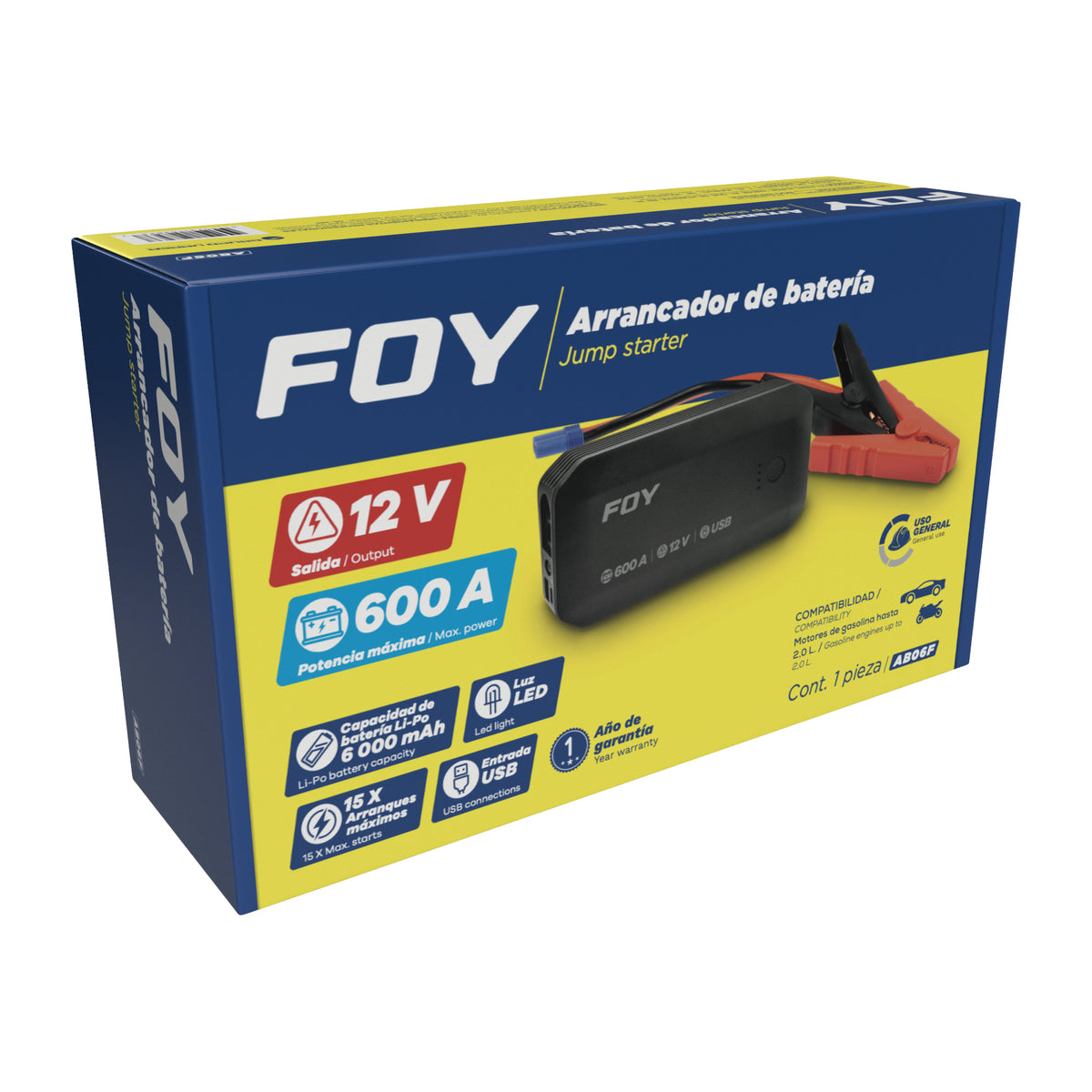 Arranc bateria 6000mAh 600A