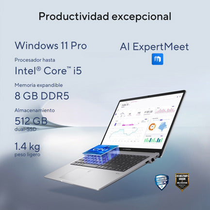 ASUS - Laptop Asus Expertbook P1403CVA-i58G512-P1 CORE I5 13420H 8GB 512GB 2280 SSD 14.0" WIN11 PRO BLACK Wi-Fi 6E