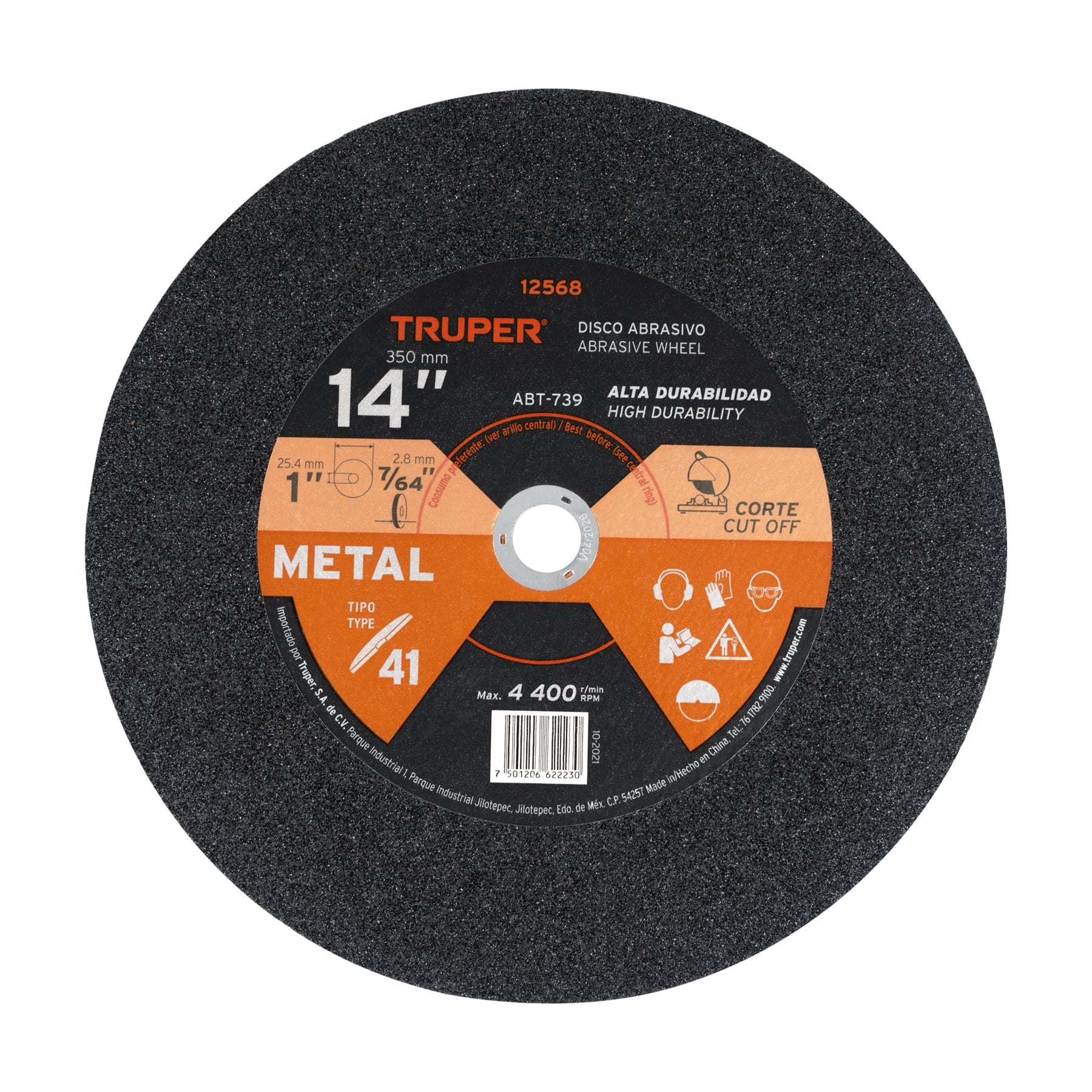 Disco Tipo 41 de 14' x 3.1 mm para corte de metal, TRUPER