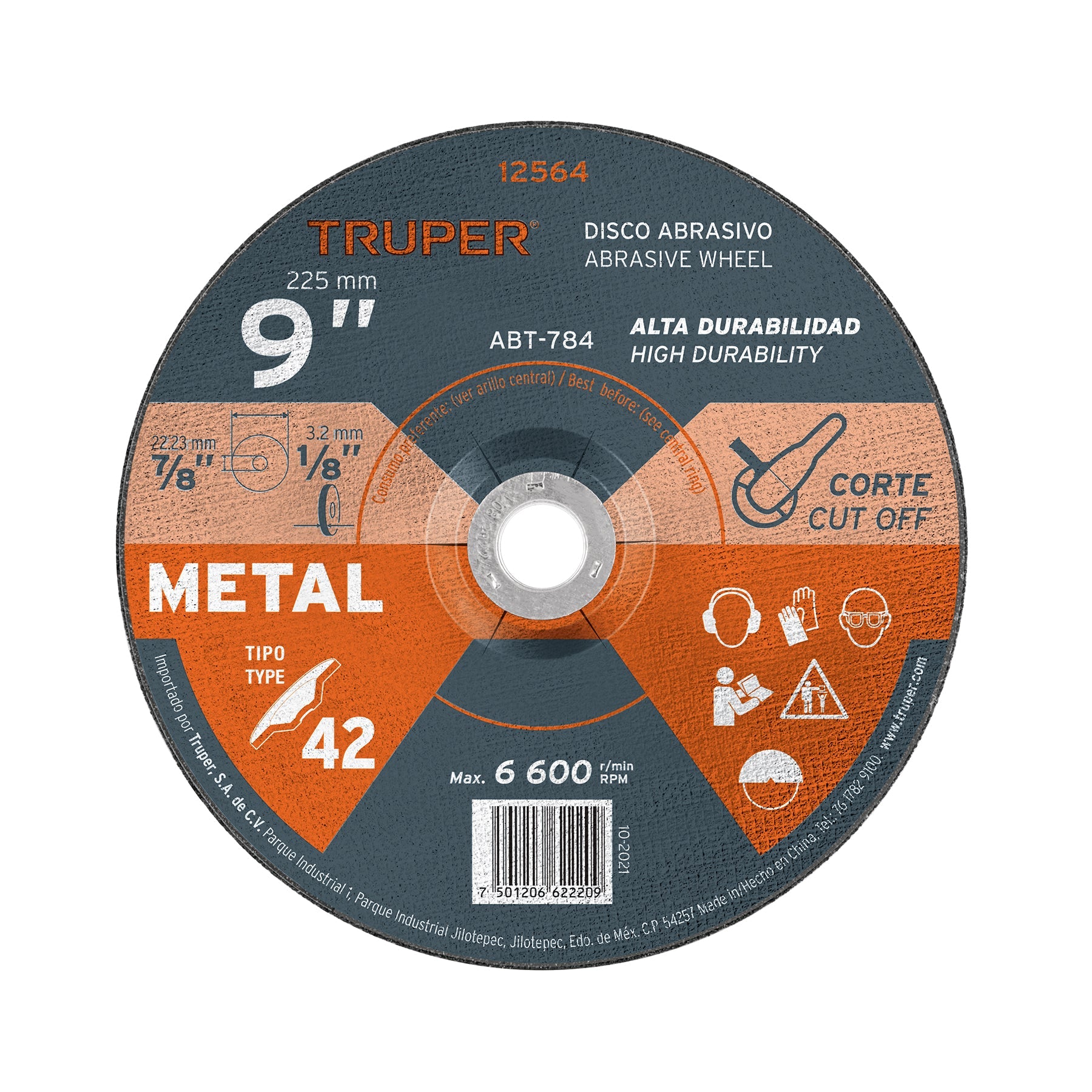 Disco Tipo 27 de 4-1/2' x 6.4 mm para desbaste de metal