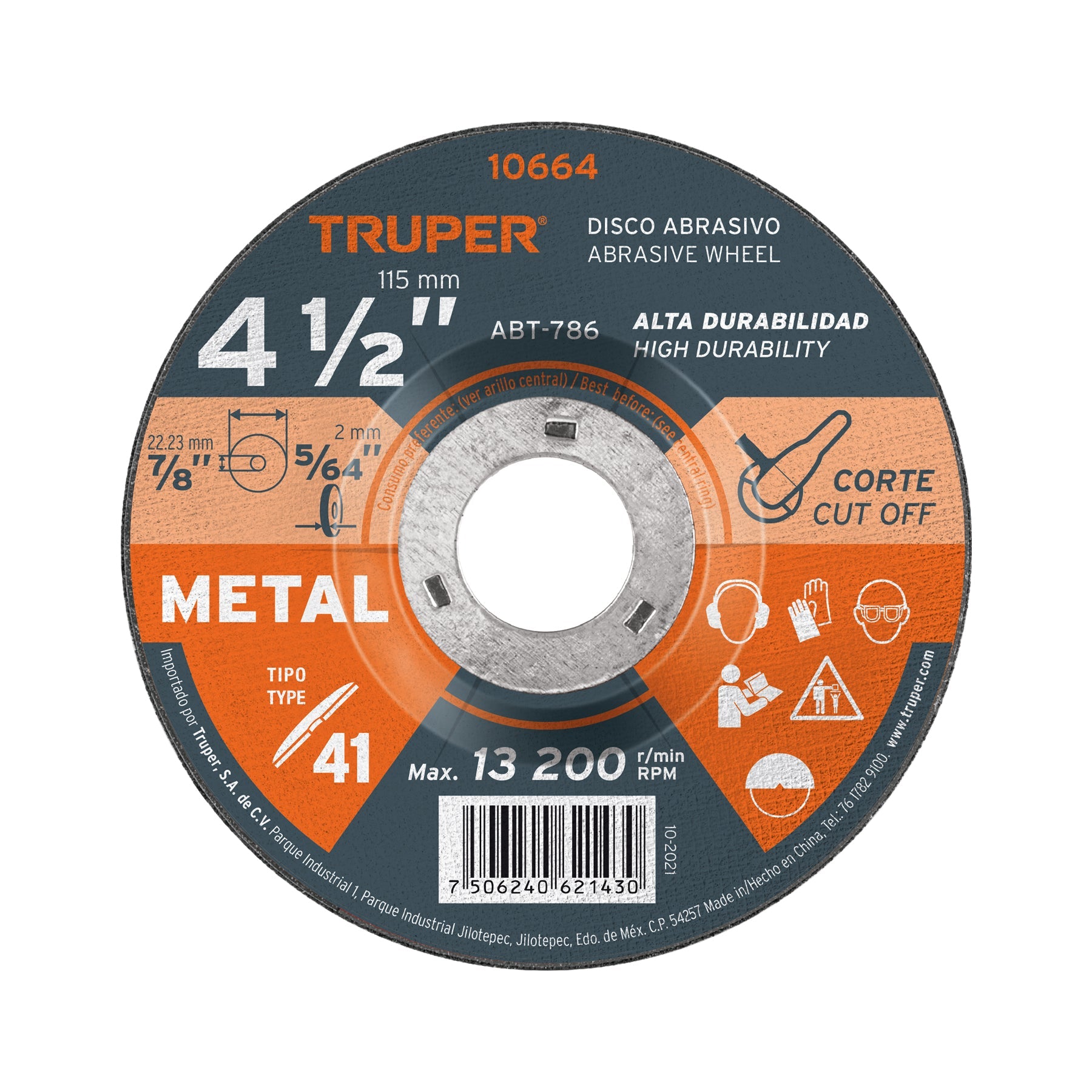 Disco Tipo 42 de 7' x 3.2 mm para corte de metal, Truper