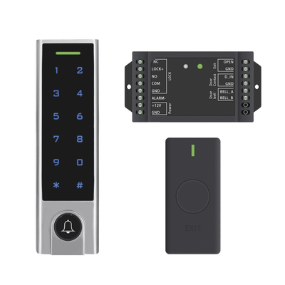 ACCESSPRO - Mini Controlador de Acceso con Teclado Inalámbrico / Cuenta con Botón de Salida Inalámbrico / Soporta Tarjeta y Contraseña / Cuenta con Botón de Timbre