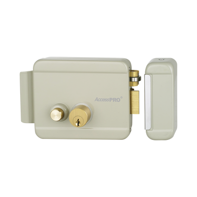 ACCESSPRO - Cerradura Eléctrica con Botón de Salida/ Incluye Llave  / Exterior / Derecha