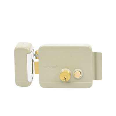 ACCESSPRO - Cerradura Eléctrica con Botón de Salida / Incluye Llave  / Exterior / Izquierda