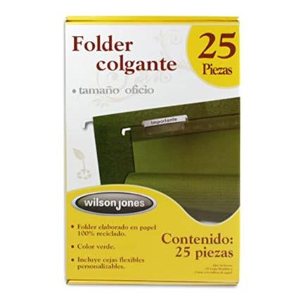 ACCO - Folder Colgante Acco Wilson Jones Oficio Color Verde Tradicional Caja C/25 Pzas