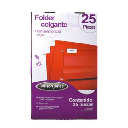 ACCO - Folder Acco Colgante Oficio Color Rojo c/25 Piezas