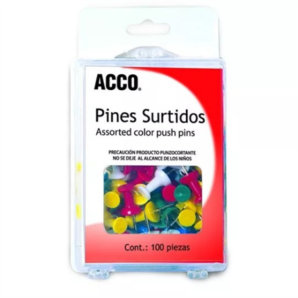 ACCO - PIN ACCO PLASTICO SURTIDO C/100