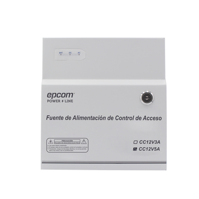 EPCOM POWERLINE - Fuente de Poder / 1 Salida 11-15 Vcc /  5 A / Temporizador Integrado / Con Capacidad de Batería de Respaldo / Requiere Batería / Aplicaciones en sistemas de control de Acceso