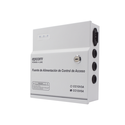 EPCOM POWERLINE - Fuente de Poder / 1 Salida 11-15 Vcc /  5 A / Temporizador Integrado / Con Capacidad de Batería de Respaldo / Requiere Batería / Aplicaciones en sistemas de control de Acceso