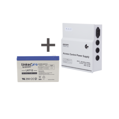 EPCOM POWERLINE - Kit / Fuente  regulada de 11 - 15 V @ 5A / Capacidad de respaldo / Modelo  ACPST1205 + Batería incluida LK712
