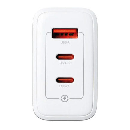 ADATA - Cargador de USB Adata de Pared 65W con 2 Puertos Tipo C y 1 Puerto USB a Enchufe Plegable color Blanco