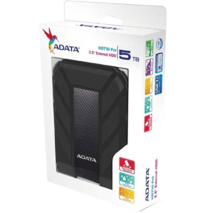 ADATA - Disco Duro Externo Adata 5TB HD710 Pro 2.5" USB-A 3.2 Negro Resistente a Prueba de Agua Polvo y Golpes