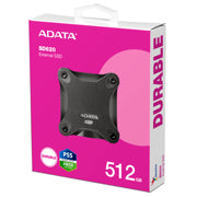 ADATA - Unidad de Estado Sólido SSD Adata Externo SD620-512G USB 3.2 Gen2 520/460 MBS Lectura/Escritura Negro