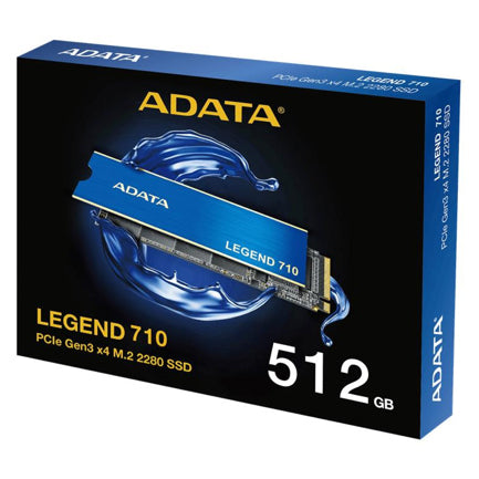 ADATA - Unidad de Estado Solido SSD Adata 512GB Legend 710 NVMe M.2 1.000MB/s Escritura 2400 MB/s Lectura PCI Express 3