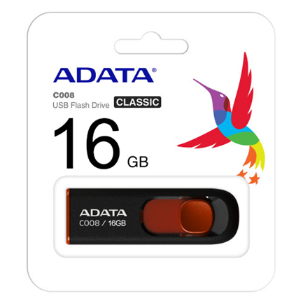 ADATA - Memoria USB Adata C008 16 GB Color Negra-Roja