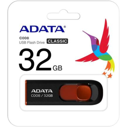ADATA - Memoria USB Adata C008 32 GB Color Negro-Rojo