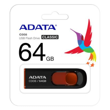 ADATA - Memoria USB Adata C008 64 GB Color Negro-Rojo