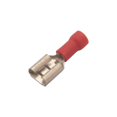 EPCOM POWERLINE - Terminal tipo hembra aislada 0.250 / 22 - 16 AWG / Rojo / Para baterías con teminal F1 / Paquete de 25 piezas.
