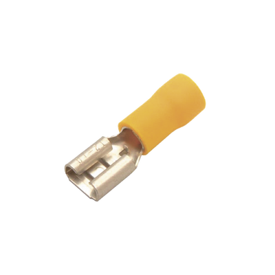 EPCOM POWERLINE - Terminal tipo hembra aislada 0.250 / 12 - 10 AWG / Amarillo / Para baterías con terminal F1 / Paquete de 25 piezas.