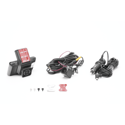 HIKVISION - Cámara de Tablero / Cámara Frontal de 4 Megapixel (2K) y Trasera de 2 Megapixel (1080p) / Entrada de alarma para cambio a cámara de reversa / H.265 /  Pantalla Táctil 3" / WiFi / G-Sensor / Micrófono y Bocina Integr