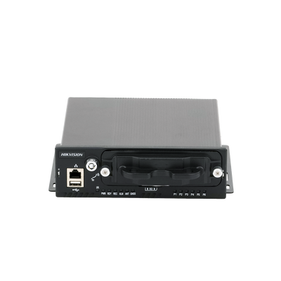 HIKVISION - NVR Móvil de 4 Canales de 2 Megapixel / 4 PoE + 4 vía Switch Extendible / 2 Bahías de Disco Duro / Incluye Modulo GPS / conector RJ45
