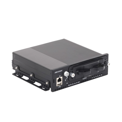 HIKVISION - NVR Móvil de 4 Canales de 2 Megapixel / 4 PoE + 4 vía Switch Extendible / 2 Bahías de Disco Duro / Incluye Modulo GPS / conector RJ45