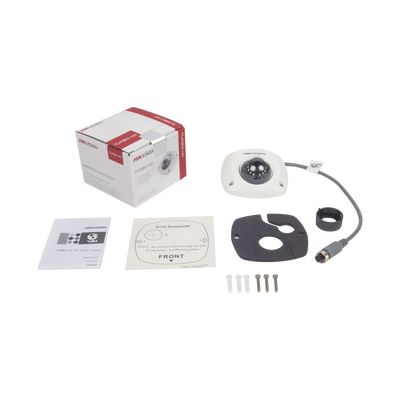 HIKVISION - Cámara Móvil Mini Domo 2 Megapixel (1080P) / Lente 2.8 mm / Conexión Tipo Aviación / Micrófono Integrado / 10 - 20 mts IR / WDR 120 dB / IK07 / Interior
