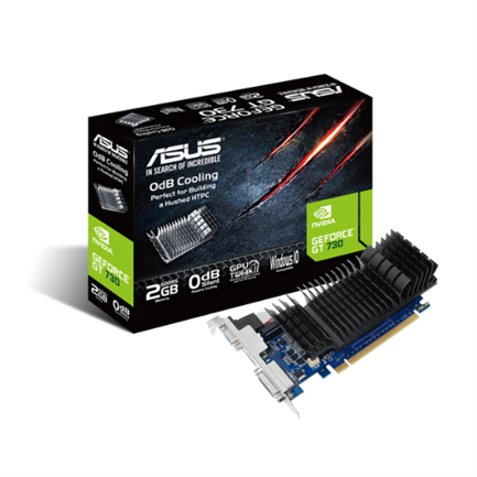 ASUS - Tarjeta Video Asus Silent GeForce GT730 2GB Low Profile GDDR5 PCIe 2.0 1xHDMI 1xDVI-D 1xDP