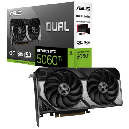 ASUS - Tarjeta de Video ASUS NVIDIA GeForce RTX 5060 Ti DUAL 16GB 128-bit GDDR7 PCI Express x16 5.0