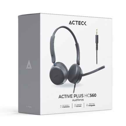 ACTECK - Auriculares Alambricos Acteck con Micrófono Active Pro HC560 Negro