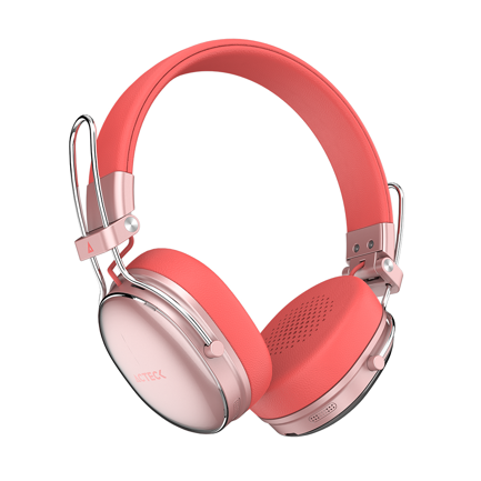 ACTECK - Audífonos Inalámbricos Acteck Over Ear Luxe Chic HP710 Recargables Elite Salmon