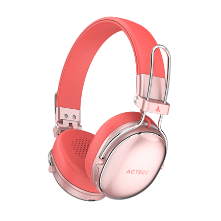 ACTECK - Audífonos Inalámbricos Acteck Over Ear Luxe Chic HP710 Recargables Elite Salmon