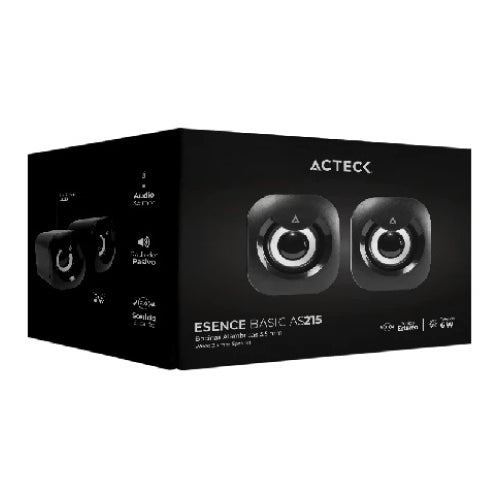 ACTECK - Bocinas Acteck 2.0 para escritorio Esence Basic AS215 2.0 USB A/3.5mm Control de Volumen Advanced Series Negro