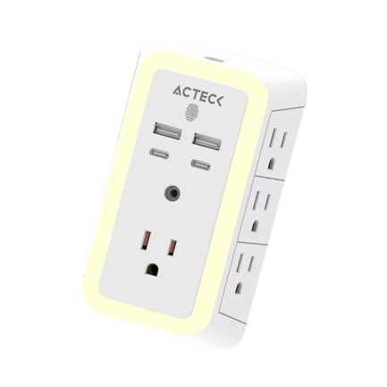 ACTECK - Cargador de Pared Ackteck Energon Lumina CP515 /Carga 20W/7 Conectores/Supresor de Picos y Ajuste de Iluminación