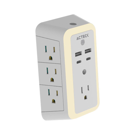 ACTECK - Cargador de Pared Ackteck Energon Lumina CP515 /Carga 20W/7 Conectores/Supresor de Picos y Ajuste de Iluminación
