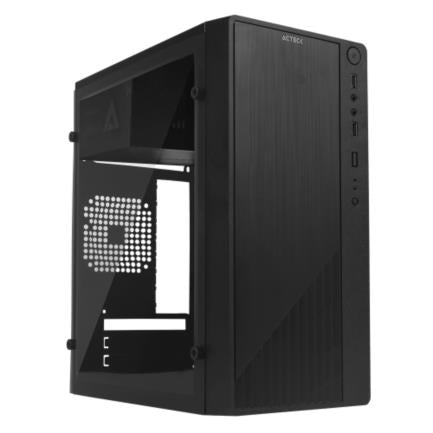 ACTECK - Gabinete Acteck con Fuente 500w Compacto Mini Torre Kioto GC220 Micro Atx y Mini Itx Acrilico USB 2.0 Negro