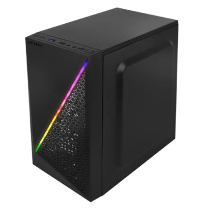 ACTECK - Gabinete Acteck Kioto GC460 Mini Torre con Fuente 500W Micro ATX/Mini ITX Acrílico RGB USB 3.0 Color Negro