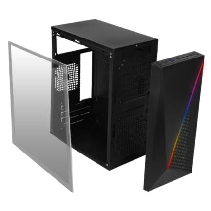 ACTECK - Gabinete Acteck Kioto GC460 Mini Torre con Fuente 500W Micro ATX/Mini ITX Acrílico RGB USB 3.0 Color Negro