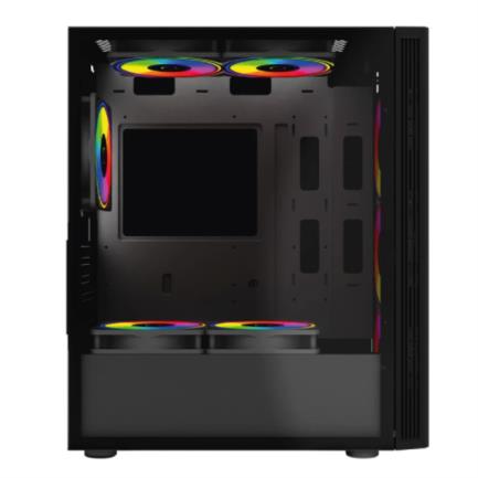 ACTECK - Gabinete Gamer Compact Media Torre Dragonfly Perform Crystal GM590CB / Panel Izq Cristal + Frente Cristal / Negro