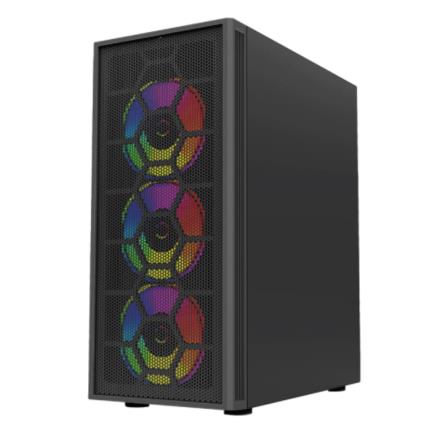 ACTECK - Gabinete Gamer Compact Media Torre Dragonfly Perform Crystal GM590CB / Panel Izq Cristal + Frente Cristal / Negro