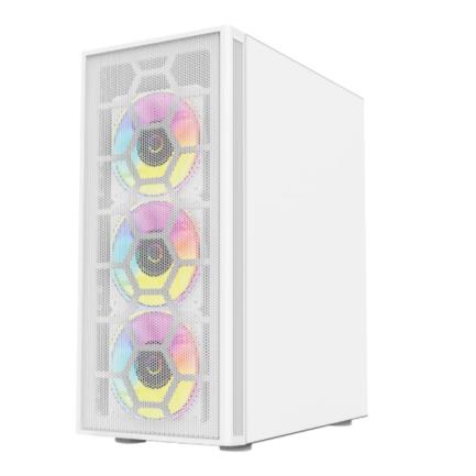 ACTECK - Gabinete Gamer Compact Media Torre Dragonfly Perform Crystal GM590CW / Panel Izq Cristal + Frente Cristal / Blanco