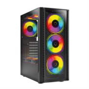 ACTECK - Gabinete Gamer Compact Media Torre Dragonfly Perform Aircool GM590AB Panel Izq Cristal + Frente Mesh / Negro