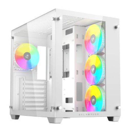 ACTECK - Gabinete Gamer Balam Rush Media Torre Tank Pro GM930 Max ATX Panel Izq Cristal Frente Cristal USB/4Fan RGB HUB Blanco