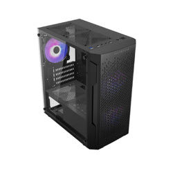 ACTECK - Gabinete Gamer Balam Rush Mini Torre Artic GI725 ATX Panel Izq Cristal Frente Colmena USB 3.0/3xFan RGB Negro